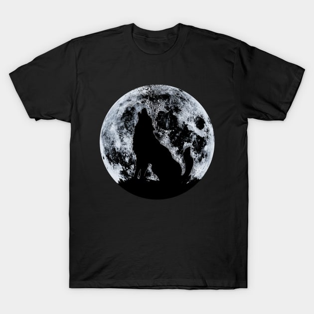 Wolf And Moon T-Shirt by juyodesign